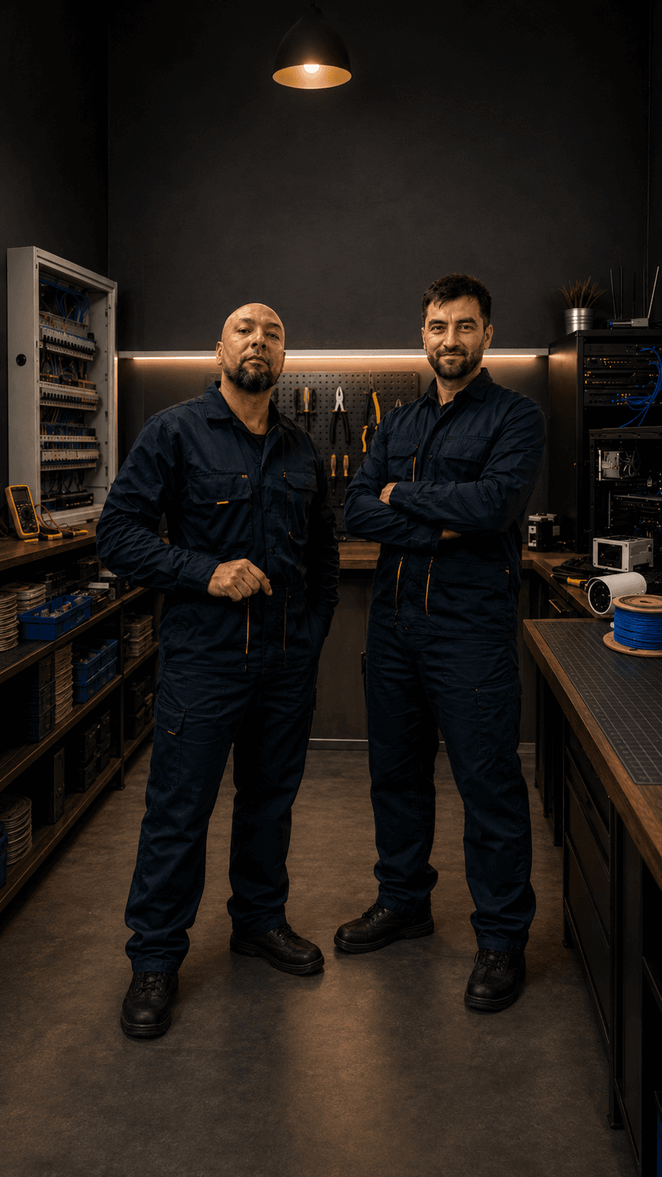 Técnicos de ElectroHogar.mza en su taller