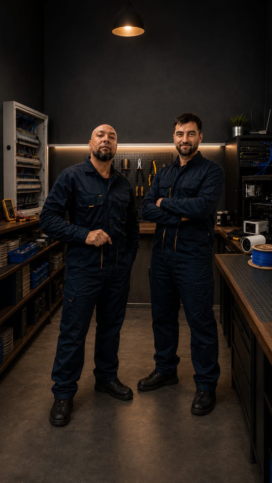 Técnicos de ElectroHogar.mza en su taller